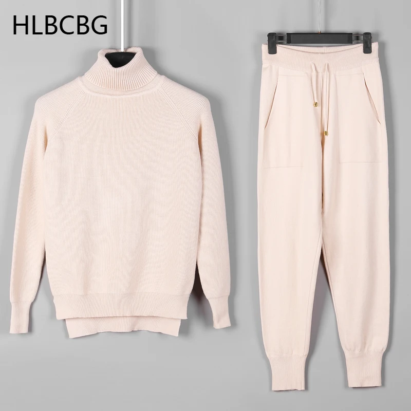 Женский Повседневный комплект из 2 предметов свитер с высоким воротником и