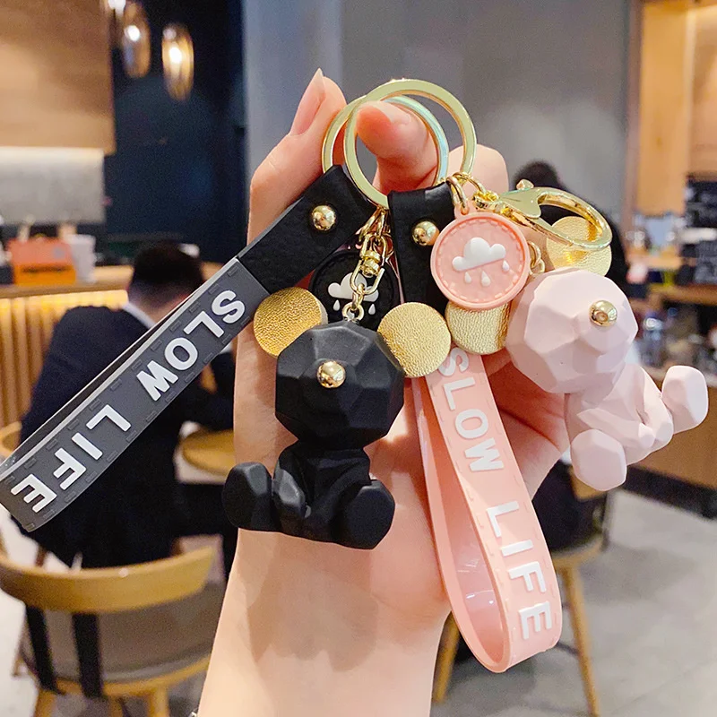 

Мультяшный простой медведь, брелок, подвеска для школьного рюкзака, кольцо для ключей для машины, украшение для девочки, аксессуары, подарок...