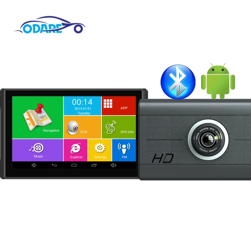 Автомобильный видеорегистратор Odare 7 дюймовый GPS навигатор FM Android 8 ГБ/512 Мб Bluetooth Wi