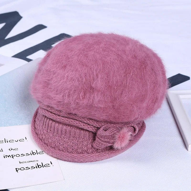 Шапка из кроличьего меха с бантом Осень-зима | Аксессуары для одежды