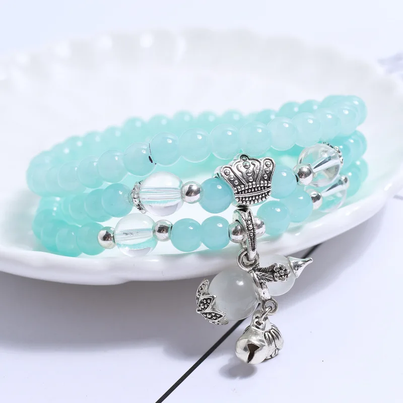 Женские Длинные Браслеты с бусинами из натурального камня винтажные браслеты