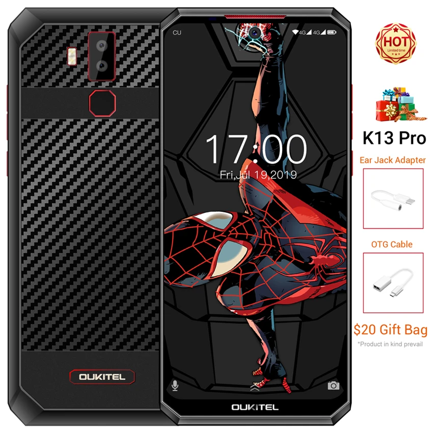 OUKITEL K13 Pro 11000 мАч 4 Гб+ 64 Гб мобильный телефон Android 9,0 MTK6762 Восьмиядерный распознавание лица 6,4" 5 V/6A OTA 4G смартфон