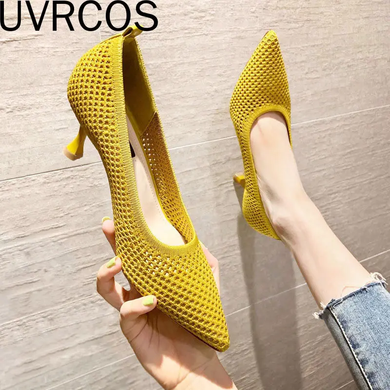 

Женские туфли-лодочки, Летние удобные туфли с треугольным каблуком, привлекательные туфли-лодочки, дышащая женская обувь из сетчатого мате...