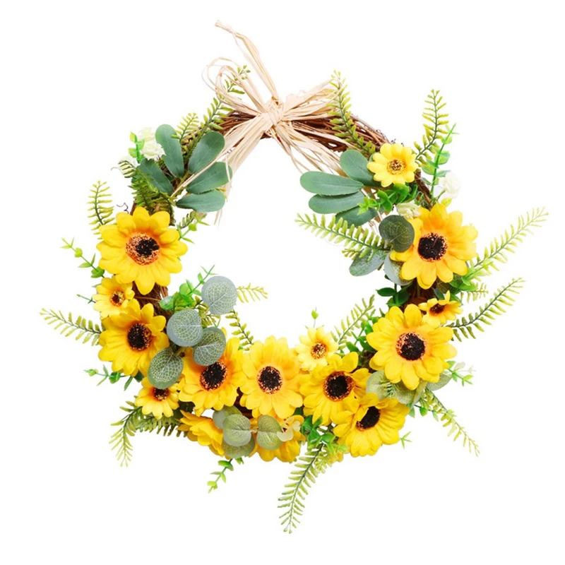 

Artificial Sunflower Wreath, Spring Wreath for Front Door Wall Window Wedding Party Farmhouse Home Decor