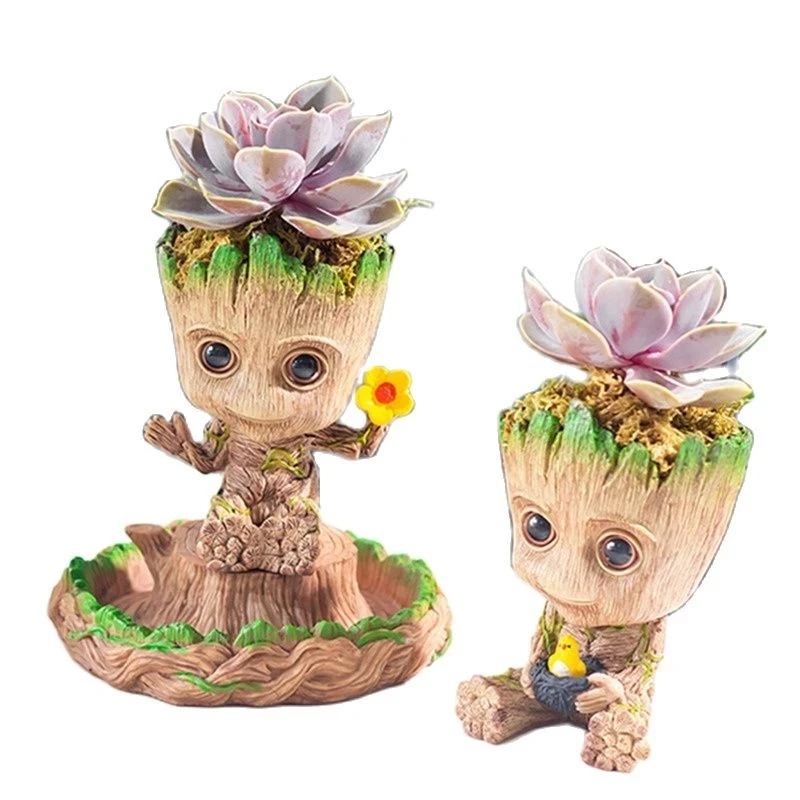 

Groot Flower Pot Home Gardening Decoration Accessories Tree Figurines Succulent Pot Desktop Display Pen Holder Baby