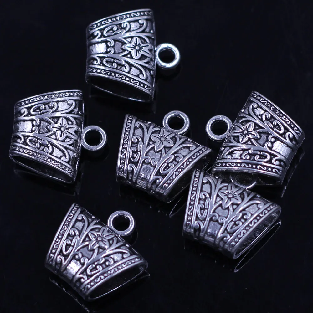50 шт. резные бусины для шарфов 23 х23 мм|bail beads|silver tonebead bail |