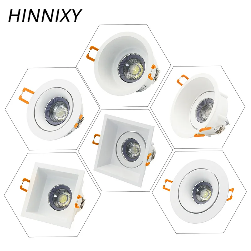 Hinnixy светодиодный, высокое качество, белые утопленные потолочные светильники MR16 GU5.3 GU10 E27 розетки, точечная лампа, монтажная рамка, Сменные лампы
