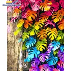 PhotoCustom Набор для рисования по номерам с цветными листьями, 50*60 см