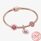 Великолепный браслет из стерлингового серебра 925 с розовыми искусственными камнями и фианитами