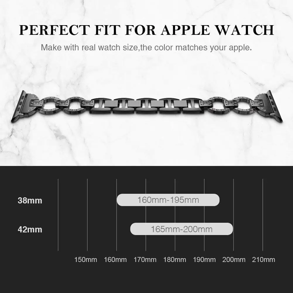 

Diamond Wrist Chain Band For Apple Watch 44mm 42mm 38mm 40mm Crystal Women Bracelet Metal Strap For iWatch series 6 SE 5 4 3 2 1