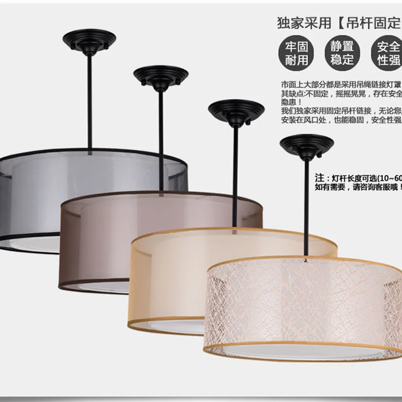 В европейском и американском стиле современный подвесной светильник из ткани E27