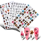 Абстрактные наклейки для ногтей 3D, черные и белые Геометрические Животные, панда, лист, цветок, наклейки для маникюра, советы для украшения ногтей