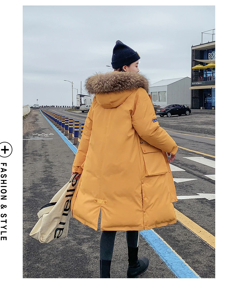25 градусов зимние X-long parkas пальто женское утепленное плотное пальто с большим меховым воротником Повседневная женская зимняя куртка-парка на синтепоне