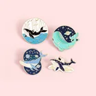 Значок с морскими животными, китами, мультяшная Вселенная, Звездный астронавт, эмалированная брошь, креативная защита, океанская булавка, лацкан, рюкзак, ювелирные изделия, подарок