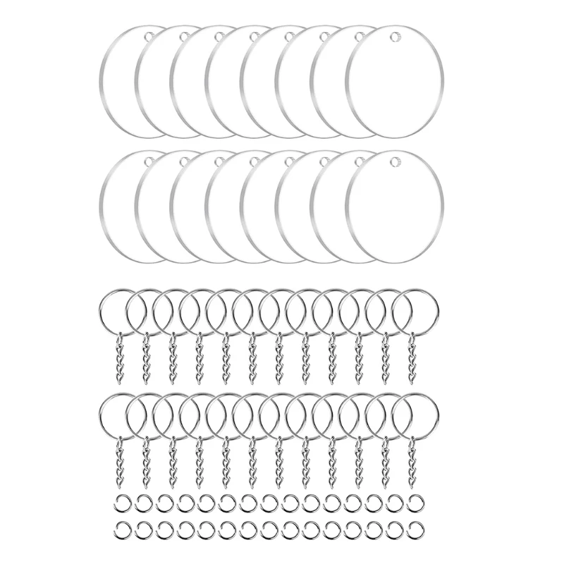 

E56A Fine Crafting DIY Material Keychains Clear Round Acrylic Decor for Gift Tags