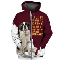 cloocl animals hoodies 3d graphic wine saint bernard dog printed sweatshirts fashion pullovers tops harajuku streetwear
