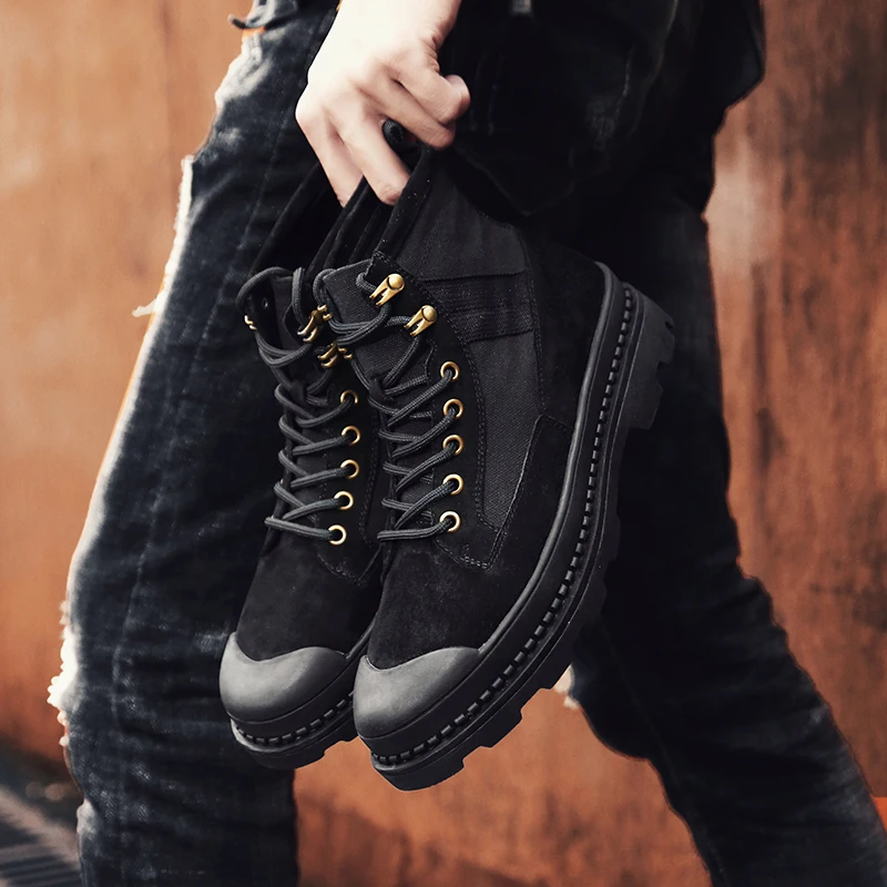 Ankle Boots Mens winter New sale Fashion casual work safety shoes for male Canvas Breathable trainers sneakers sports cowboy | Обувь