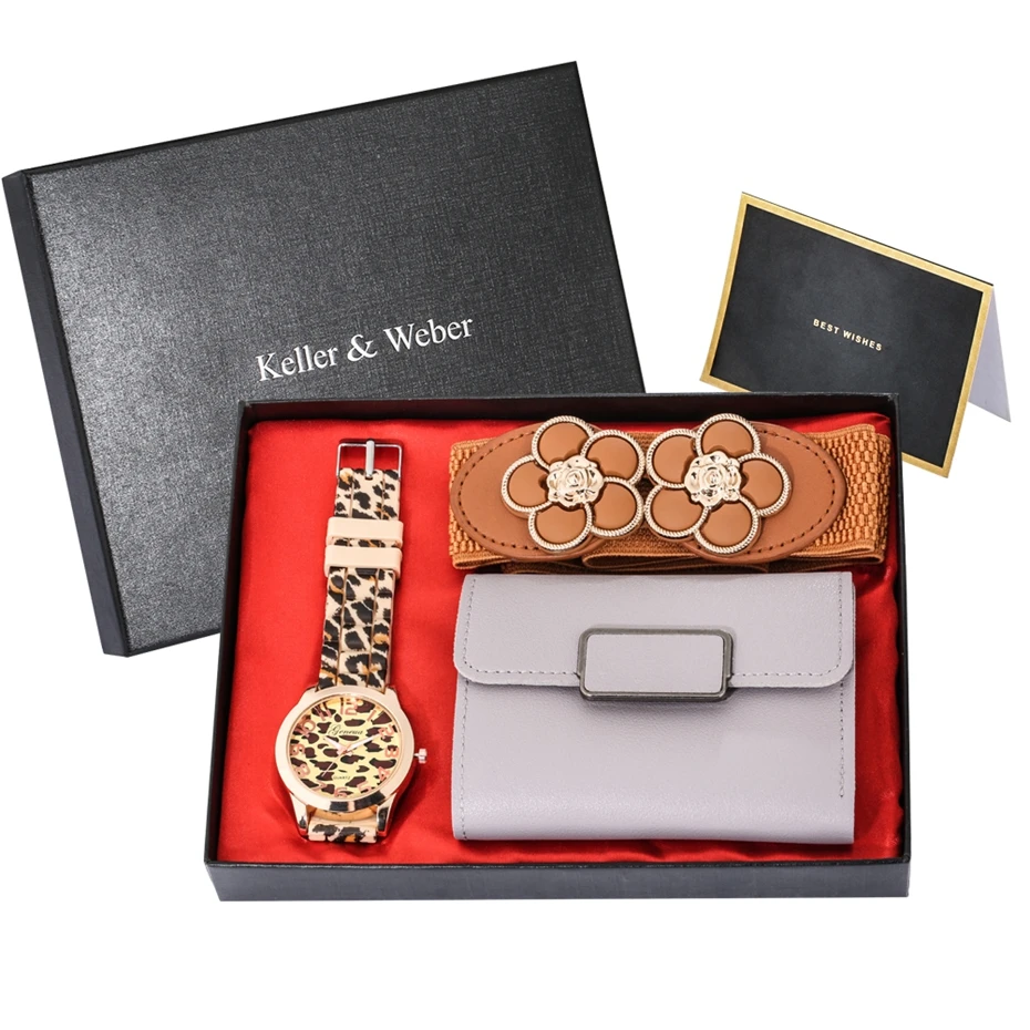 Женские Подарочные наборы Geneva для часов ретро набор с леопардовым принтом