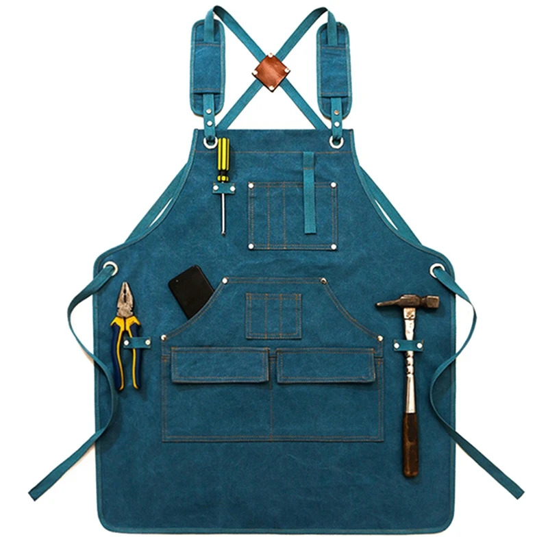 

Woodworking Aprons Heavy Duty Waxed Canvas Work Apron with Pockets for Garden Carpenter Blacksmith Shop Apron