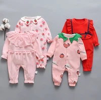 baby girl clothes lovely strawberry pattern newborn infant long sleeve rompers toddler kids cotton jumpsuit outfits onesies