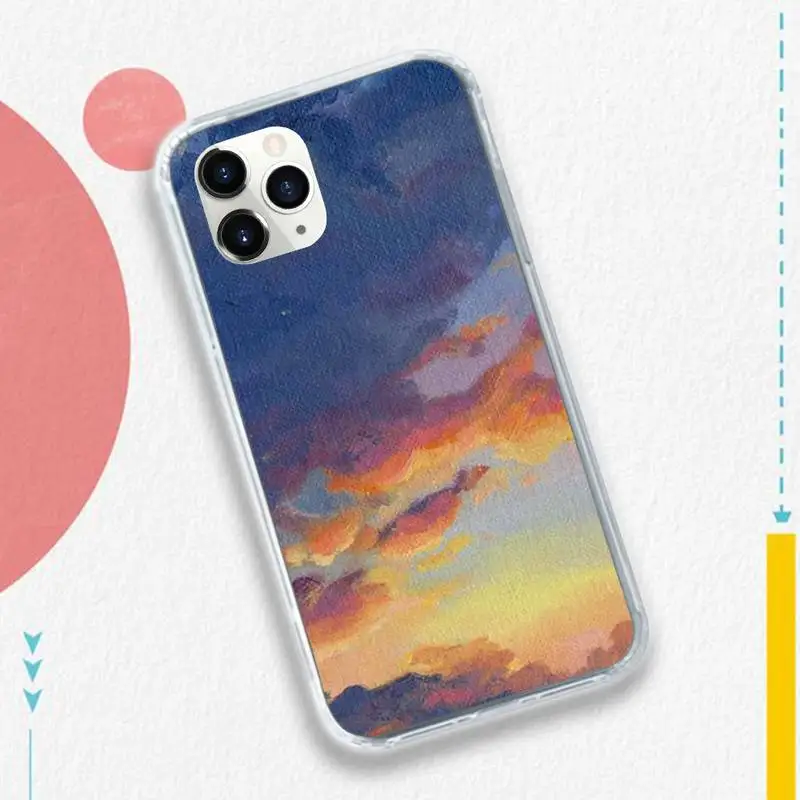 

Oil painting style sky landscape Phone Case for iPhone 11 12 pro XS MAX 8 7 6 6S Plus X 5S SE 2020 XR
