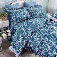 American country flower ruffle bedding sets,twin full queen king girl floral cotton bedclothes bed dress pillow case quilt cover