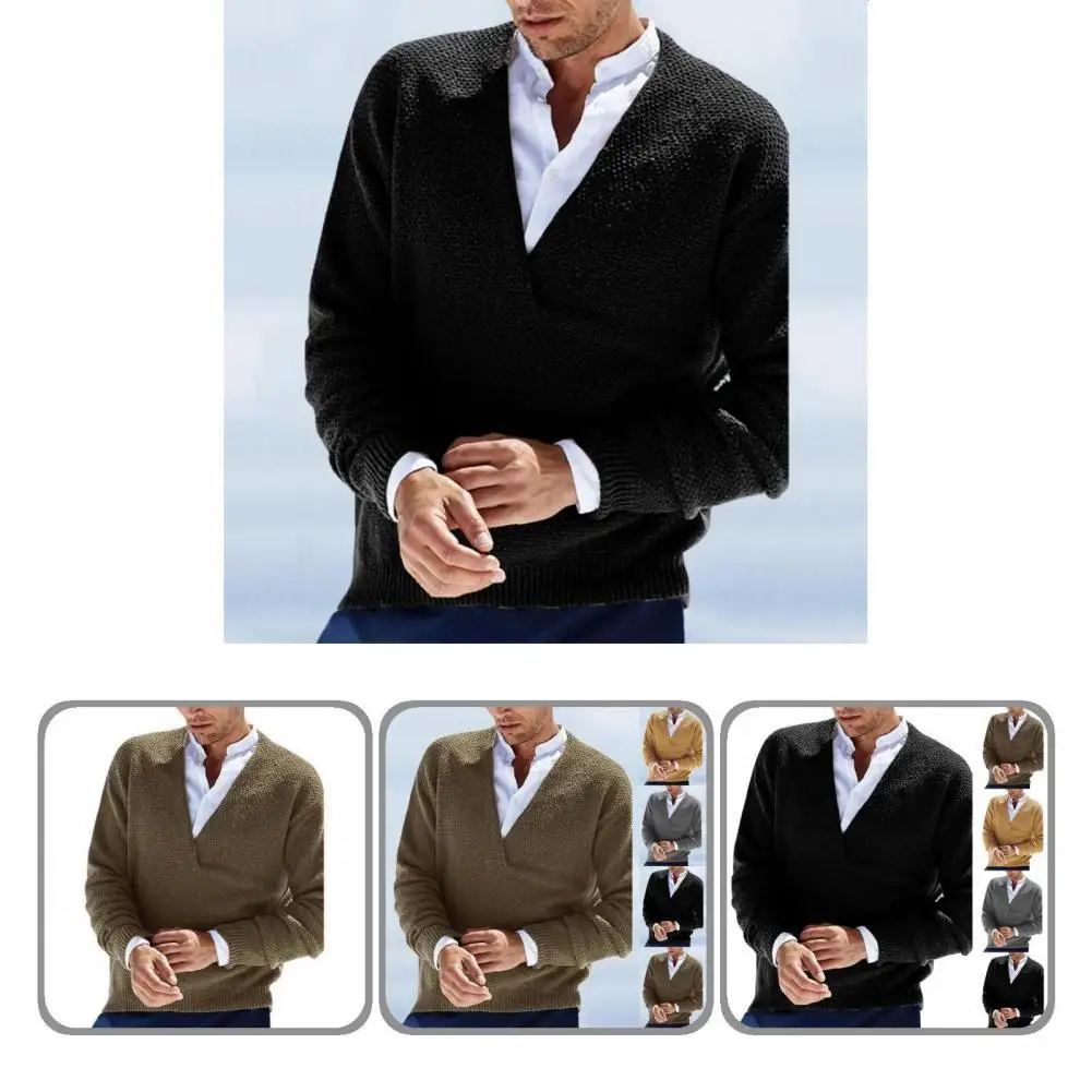 

Soft Fabulous Leisure Pure Color Men Sweater Stretchy Men Sweater Solid Color for Daily Wear