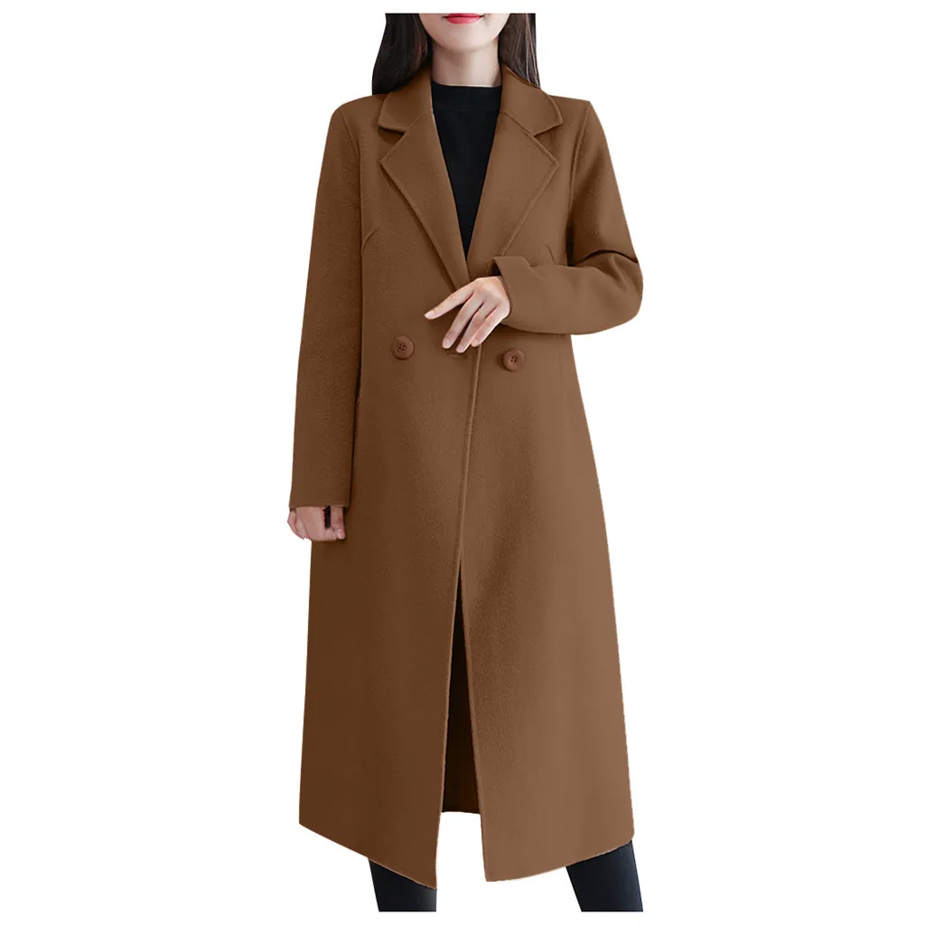 

Muqgew Winter Coat Women 2020 Casual Wool Long Coat Jacket Women Button Coat Elegant Long Sleeve Work Office Fashion Jacket#g3
