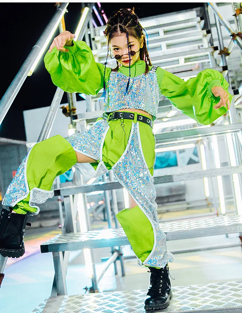

2021 Hip Hop Dance Wear for Kids Designer Clothes Performance Costume Teenage Girls Clothing Jazz Dancer Outfit Fashion Wears