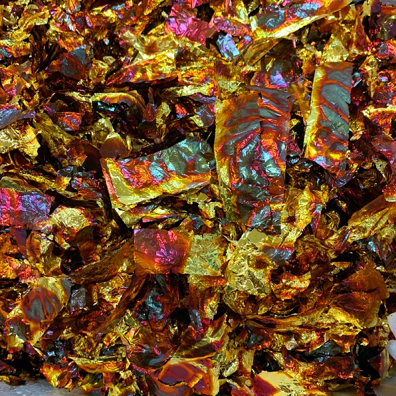 Голубая разноцветная Золотая фольга в виде листьев хлопьев цветные поломанные