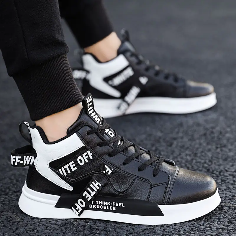 

Men 's Shoes Messi High-top Shoes 's Casual Sneakers Q9 Outdoor Autumn and Winter Loafers Red Black White