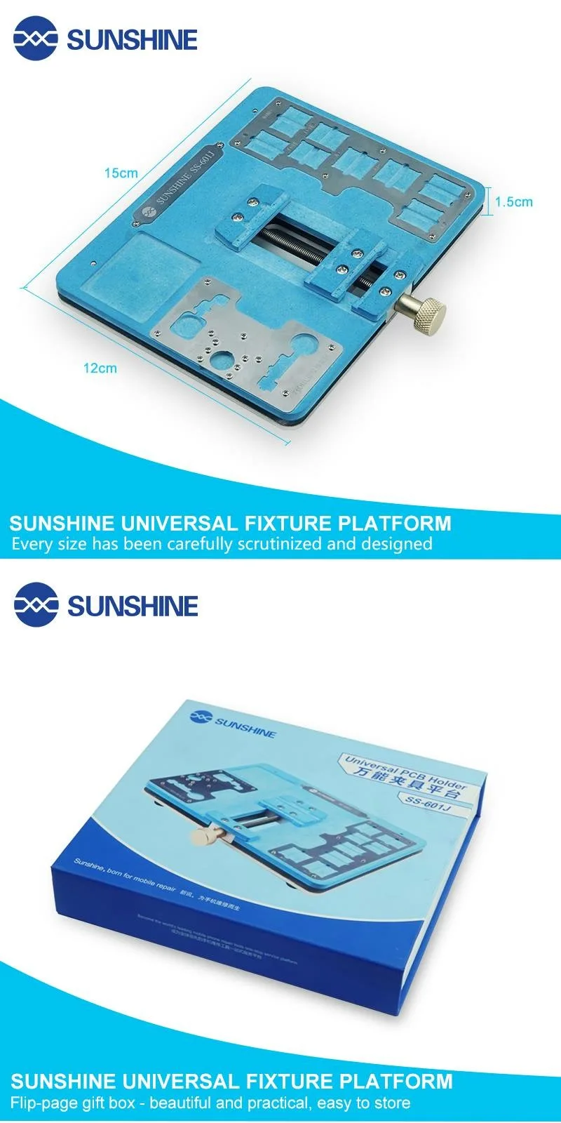 Sunshine SS-601J телефон Универсальный светильник PCIE NAND cpu для iPhone XS/X/8/7/6 S/6 отпечатков пальцев ремонт PCB держатель Motherboa приспособление