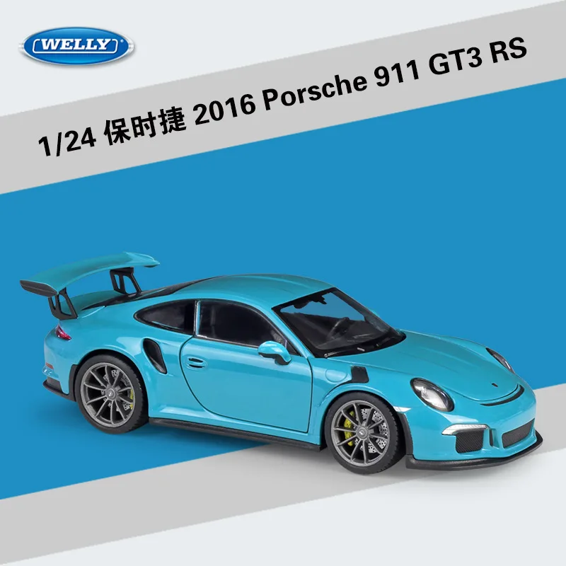 Резиновые Литья под давлением модель автомобиля 1:24 весы классические Porsche 911/918/356/959 Автомобиль Спорт сплава металла игрушки гоночный автомобиль для детей Коллекция подарков - Цвет: 2016 911 GT3 Blue