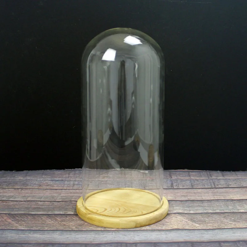 Стеклянная крышка колокольчика стеклянная с деревянной основой украшение для