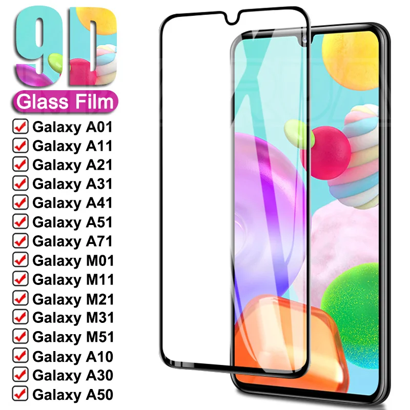 

9D Tempered Glass For Samsung Galaxy A01 A11 A21 A31 A41 A51 A71 Protective Glass Samsung M01 M11 M21 M31 M51 Screen Protector