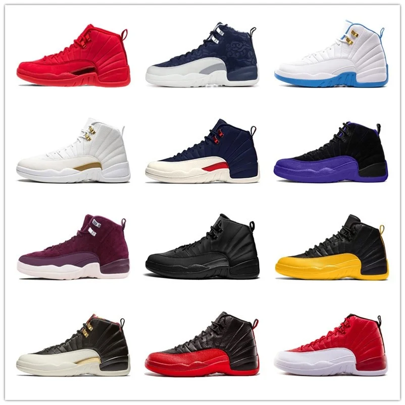 

Zapatillas de baloncesto de 12 y 12s para hombre, calzado deportivo francés, dorado, Blanco oscuro, gris, azul real, para marcha