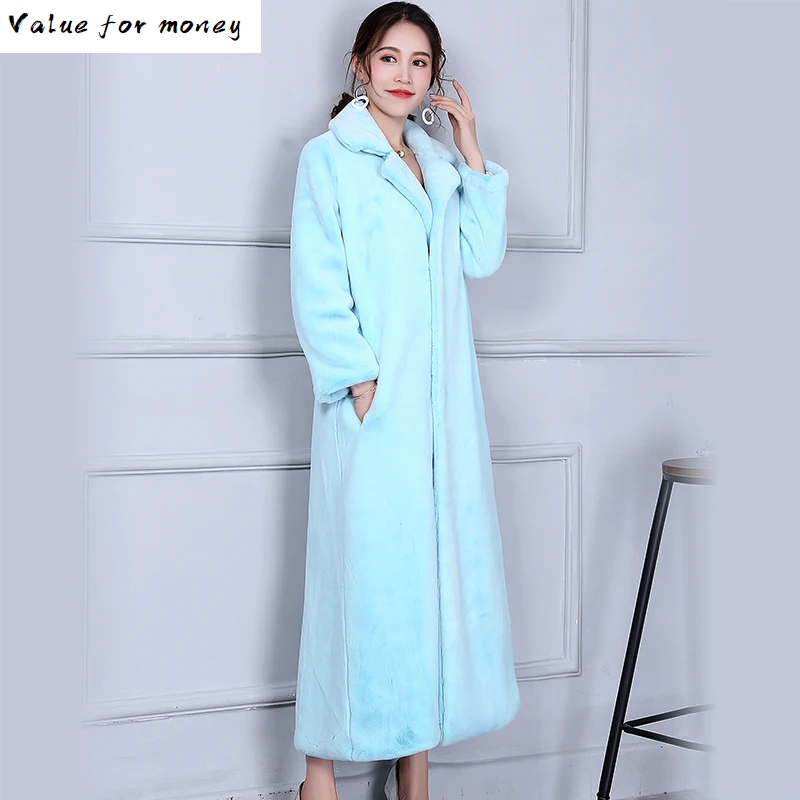 

Top Long All-match Women Long-sleeve over the Knee Fur Coat N85 high quality