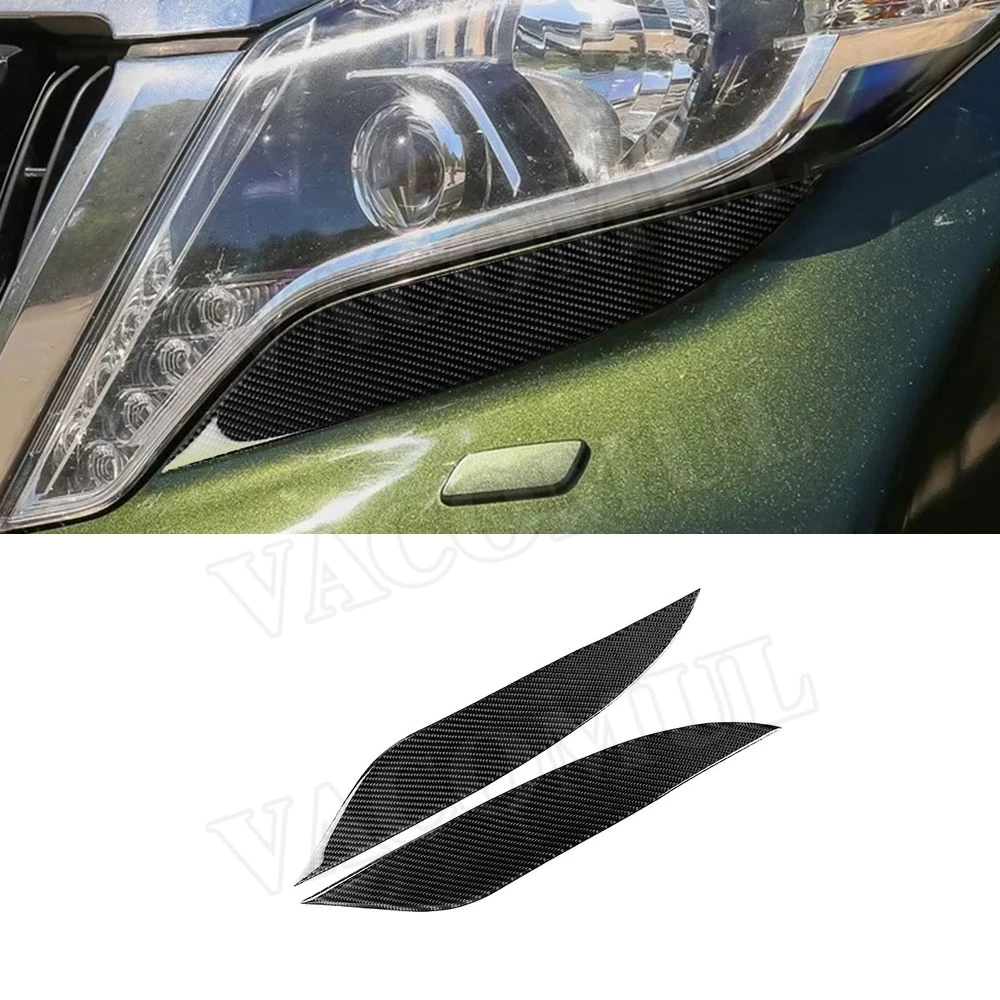 

2 PCS/Set Carbon Fiber Front Lamp Lower Eyelids Trim Cover Stickers For Toyota Land Cruiser Prado 2014-2017