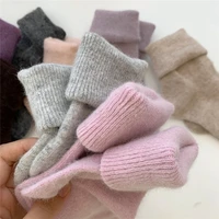 solid color woman socks winter thick warmer long socks japanese kawaii cute thermal cashmere christmas sock new year gifts