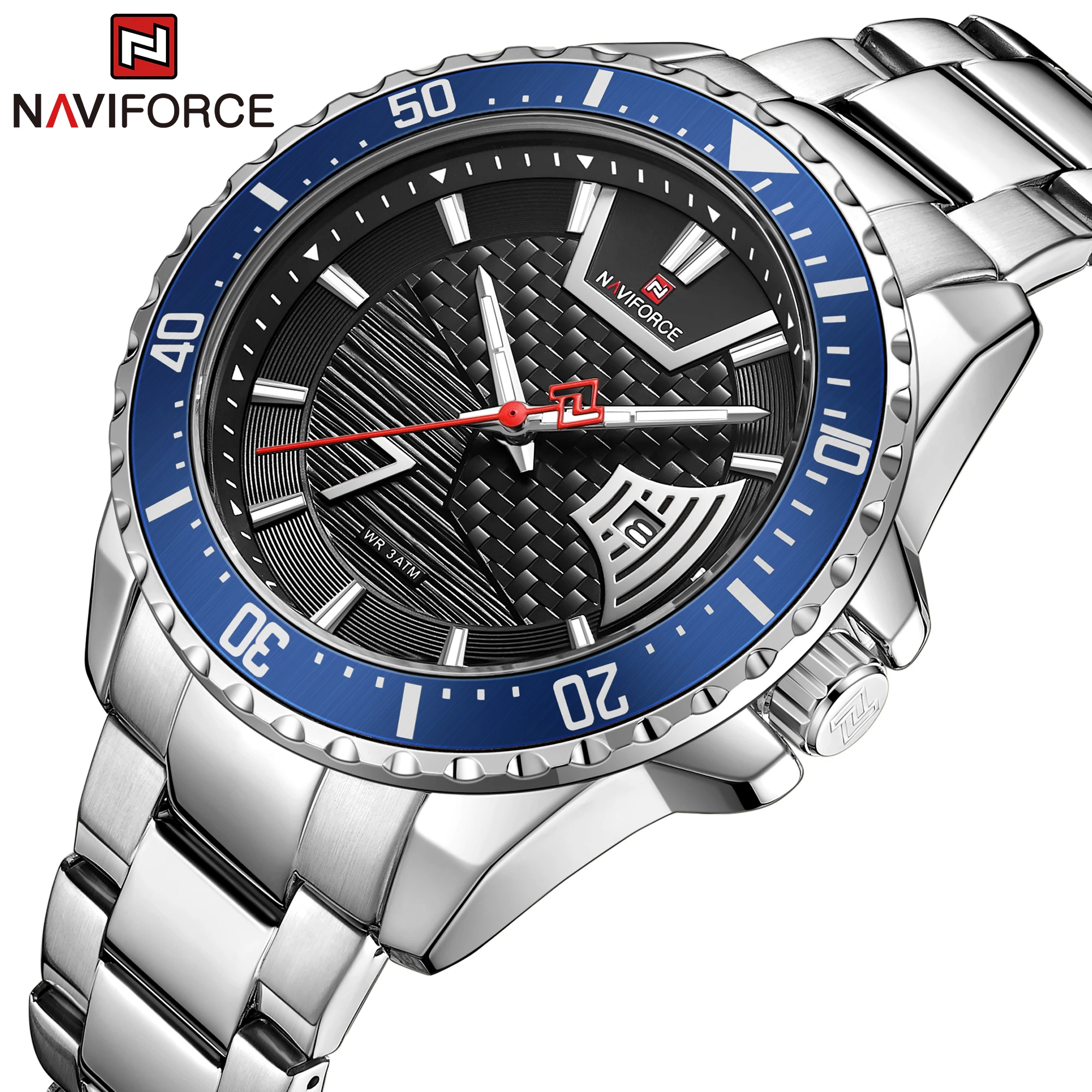 NAVIFORCE Top Brand Fashion Waterproof Watch for Men Stainless Steel Quartz Calendar Clock With Luminous Hands Relogio Masculino