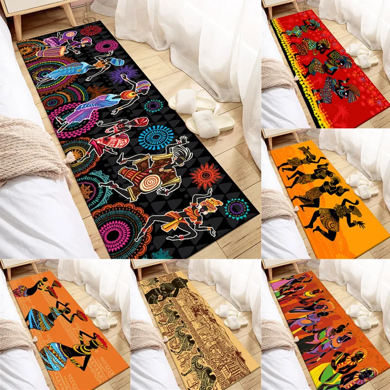 

Carpets for Living Room Bedroom Tradition African Woman Pattern Printed Area Rugs Soft Flannel Home Decor Rug Kitchen Mats