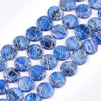 1 strand flat round freshwater shell beads strands coin beads dyed and drawbenchroyalblue color