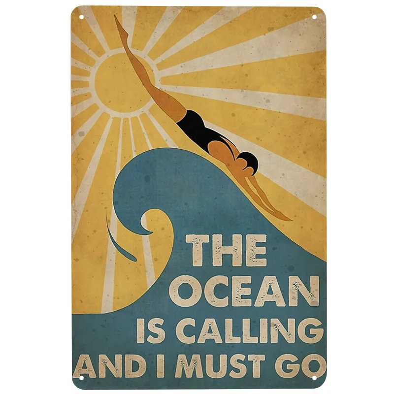 

Swimming The Ocean printed Metal Signs Retro Tin Signs Funny Poster Decor for Bar Pub Club Decoration for Living Room Home