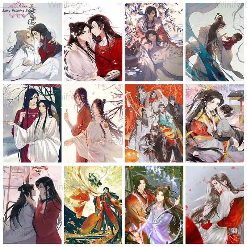 

5D DIY Anime Character Portrait Diamond Painting Heaven Official Blessing Cross Stitch Kit Diamond Embroidery Home Decoration