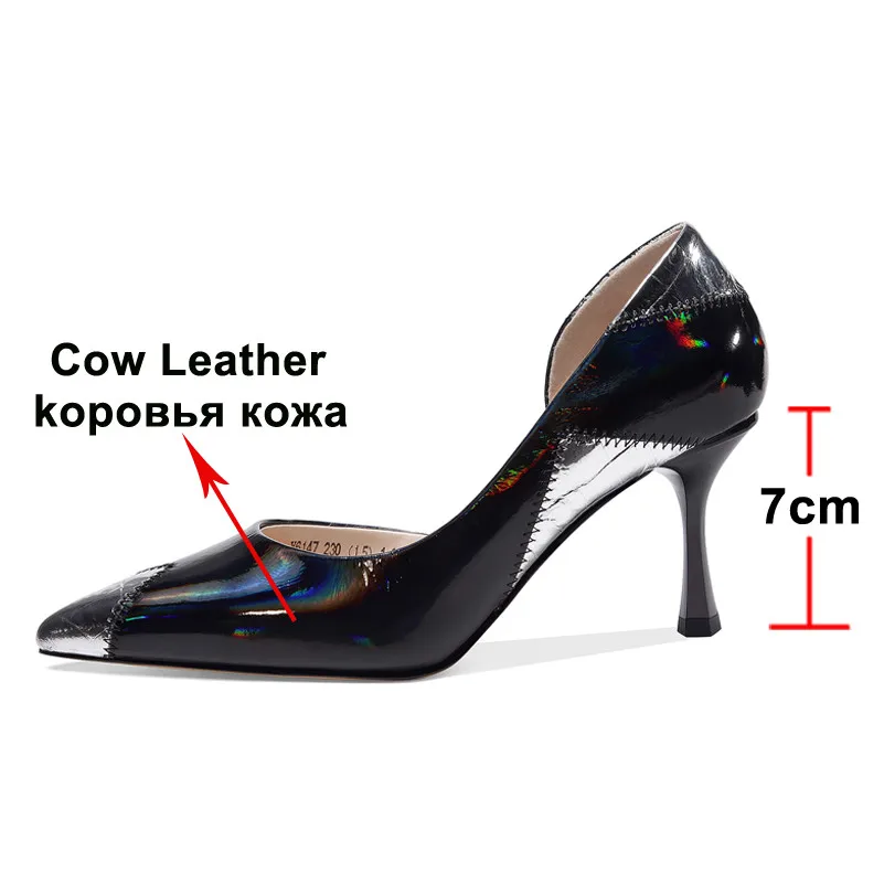 Meotina/женские туфли на высоком каблуке вечерние из натуральной кожи тонком