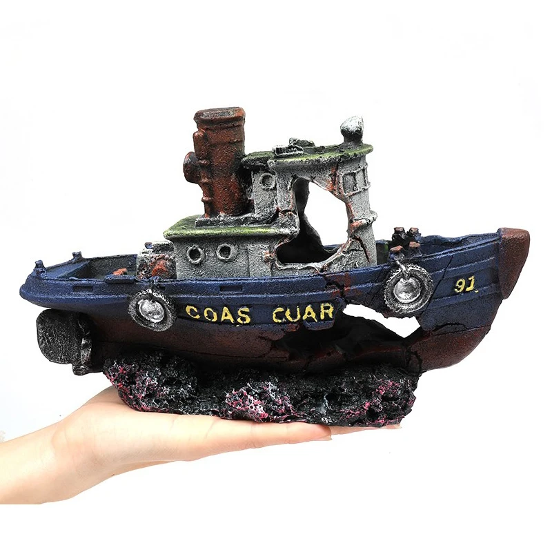 Моделирование рыбацкая лодка обломков аквариум украшения для ландшафта скала