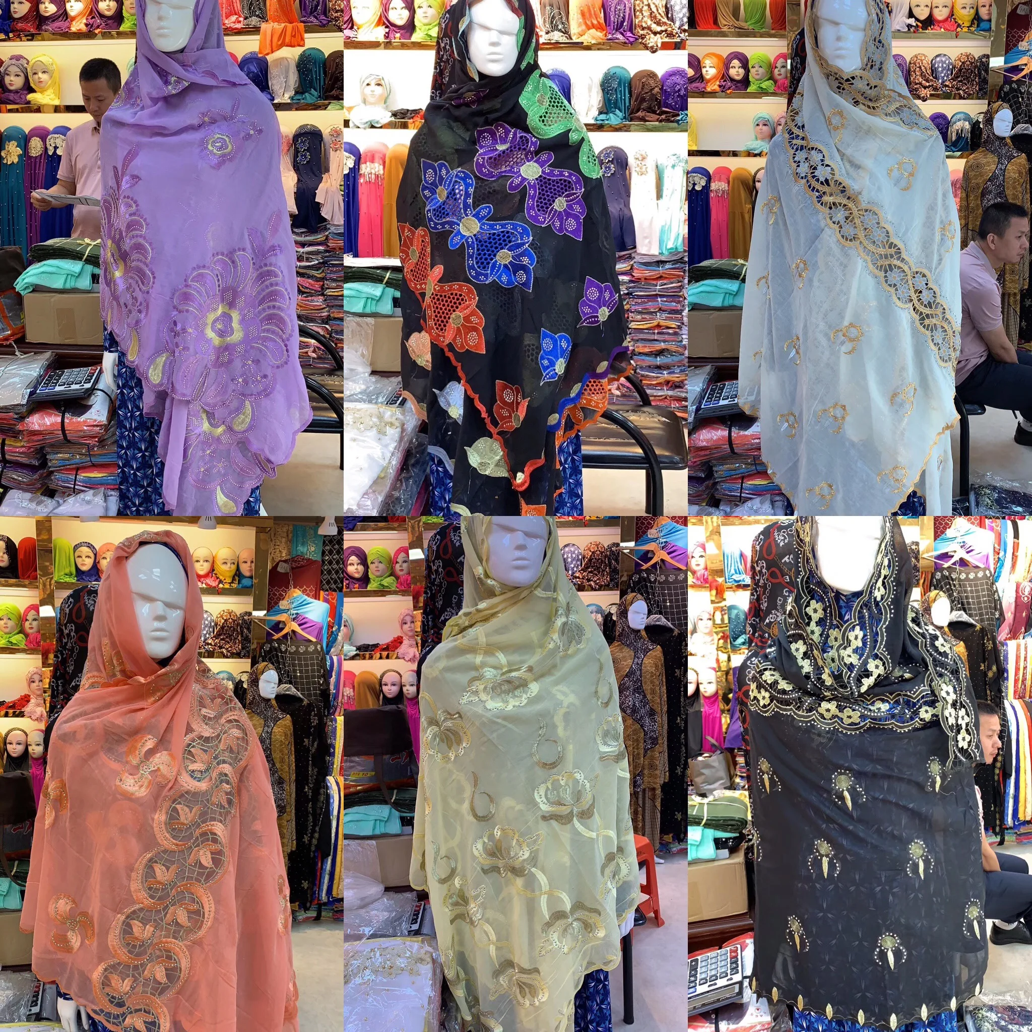 Новый дизайн большой женский шарф элегантный Африканский хлопковый с вышивкой и