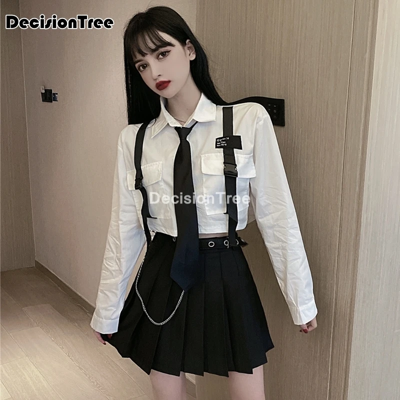 Костюм школьной униформы для девочек белая футболка топ плиссированная юбка