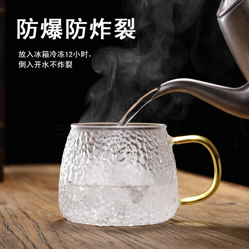 

Tea Mug with Filter Lid 400ml Clear Glass Cup Chinese Kung Fu Teaware Teacup Flower Tea Cup Coffee Mugs Home Drinkware Crafts