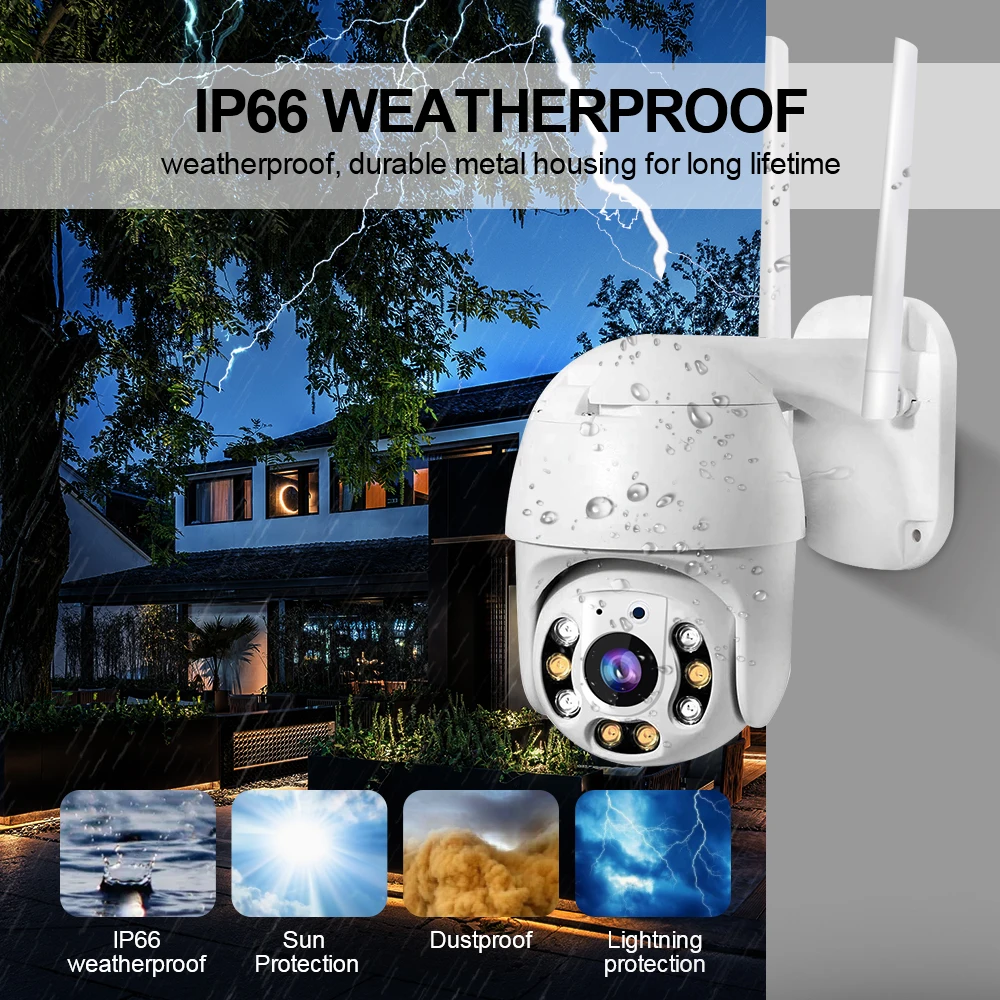 IP-камера наружного видеонаблюдения 5 Мп 2 МП PTZ Wi-Fi 1080P ICsee AI обнаружение людей аудио